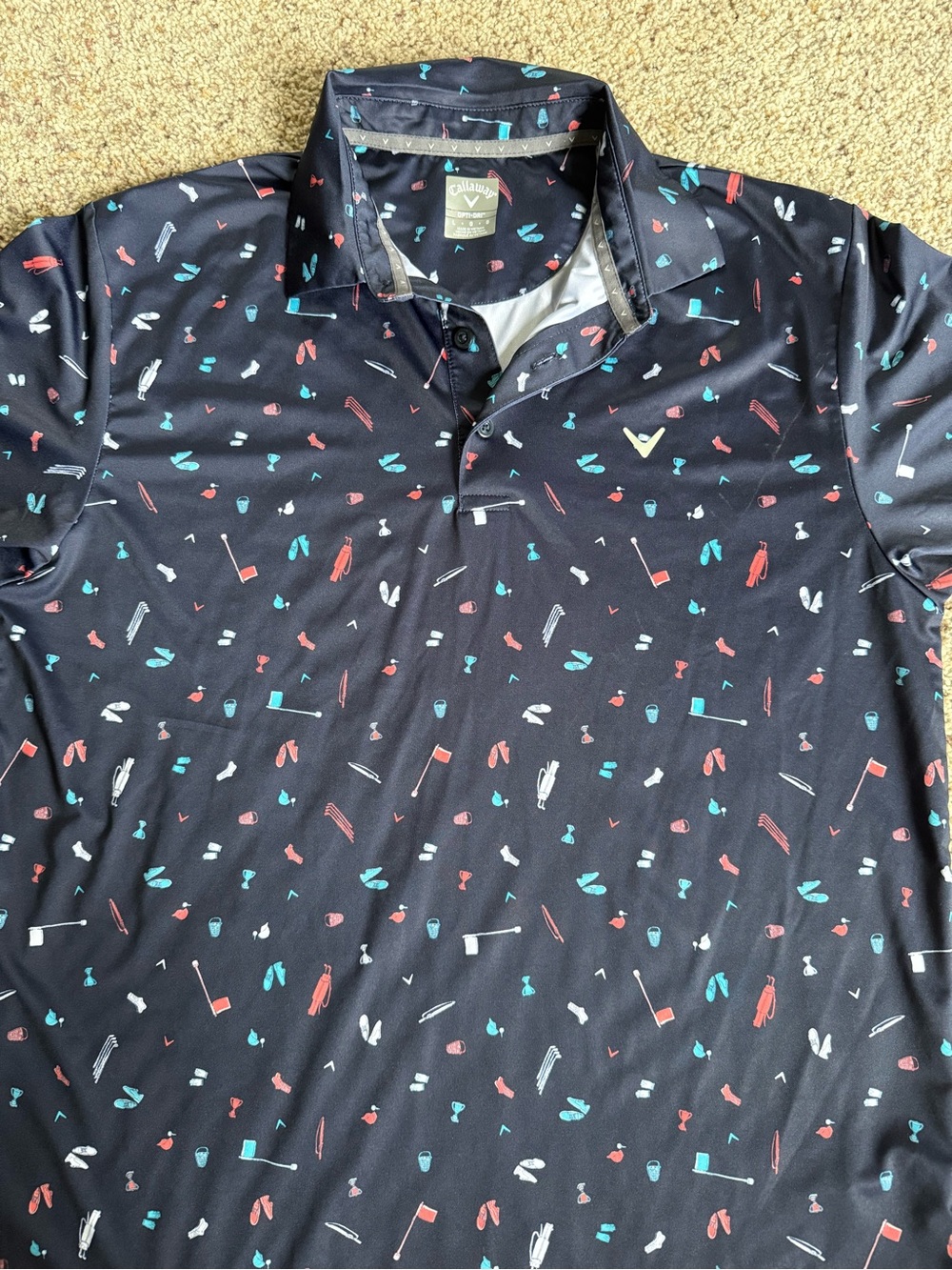 Callaway Men’s Sz large dark navy Printed Golf Polo Shirt